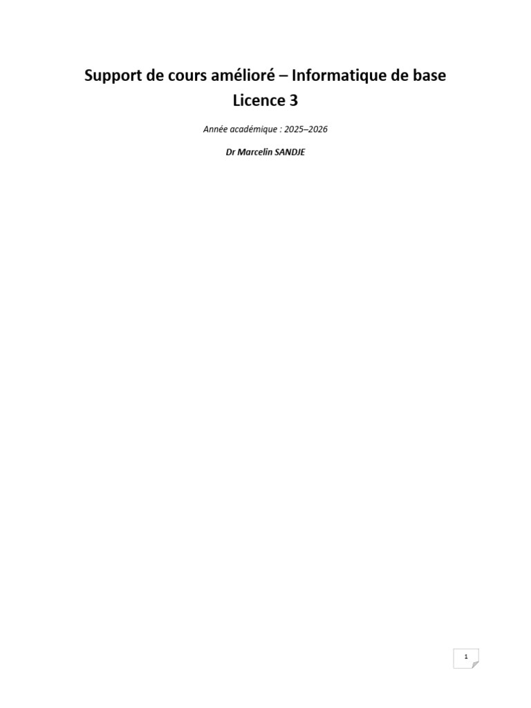 Support Cours Informatique L3 V1.2 | PDF | Mémoire (informatique ...