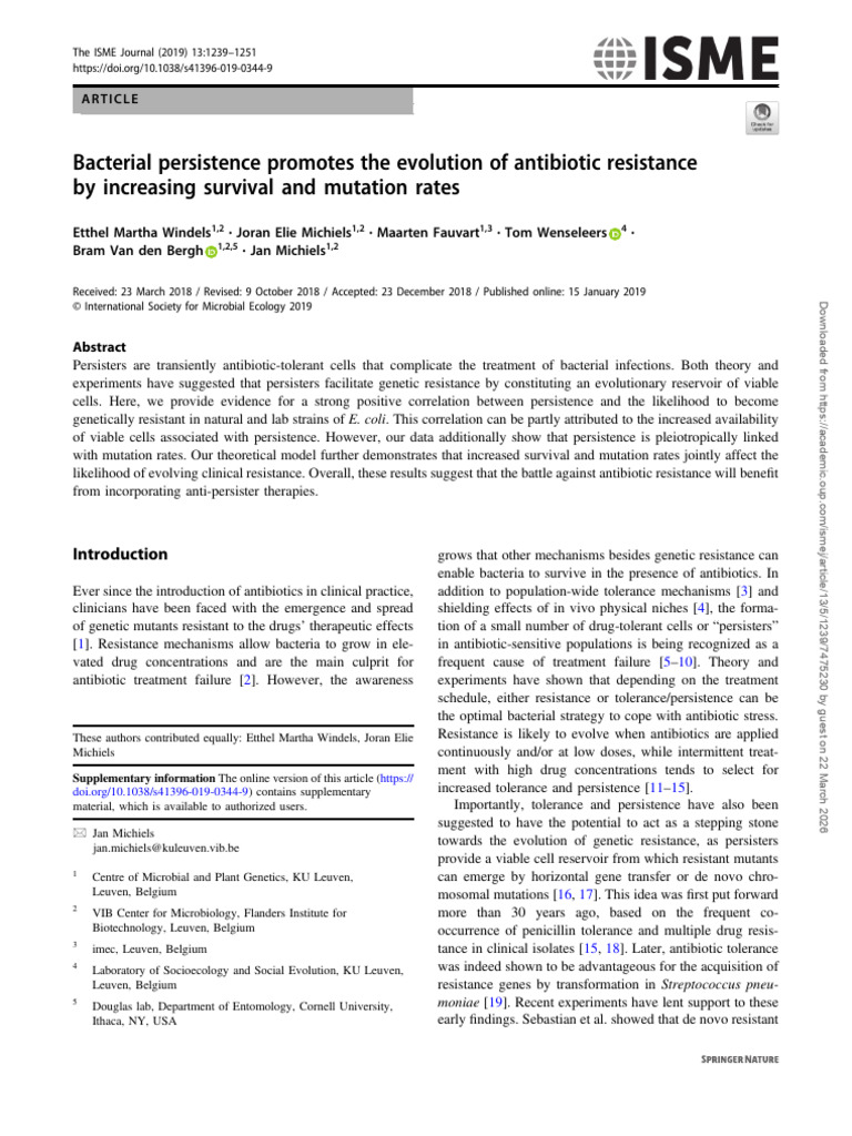 Bacterial Persistence & the Evolution of Antibiotic Resistance | PDF ...