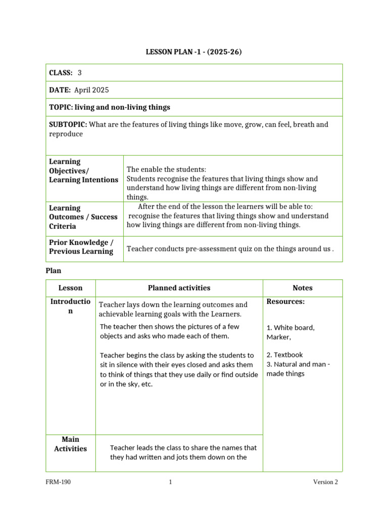 Lp Class 3 April May (2025 26) | PDF | Learning | Lesson Plan