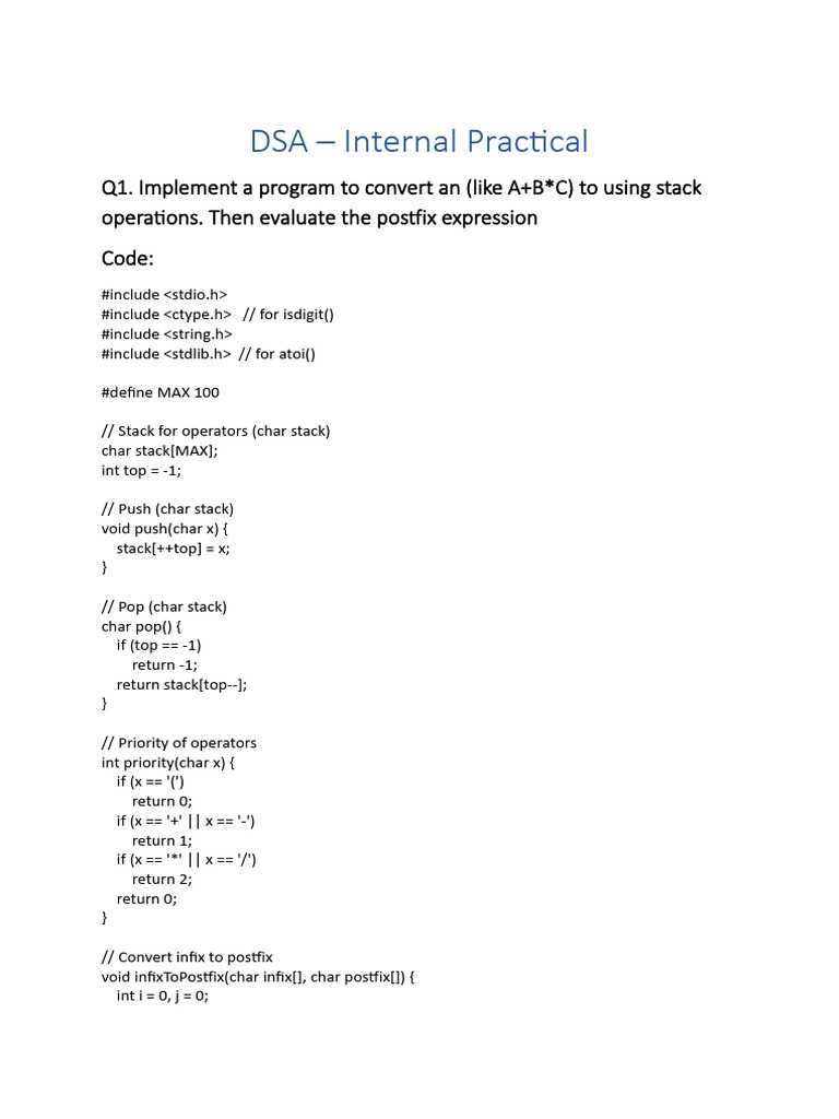 DSA Internal Pracctical | PDF | Queue (Abstract Data Type) | Notation