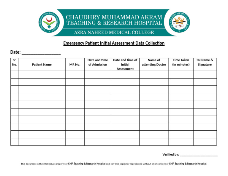 1. Emergency Patient Initial Assessment Data Collection - Copy | PDF