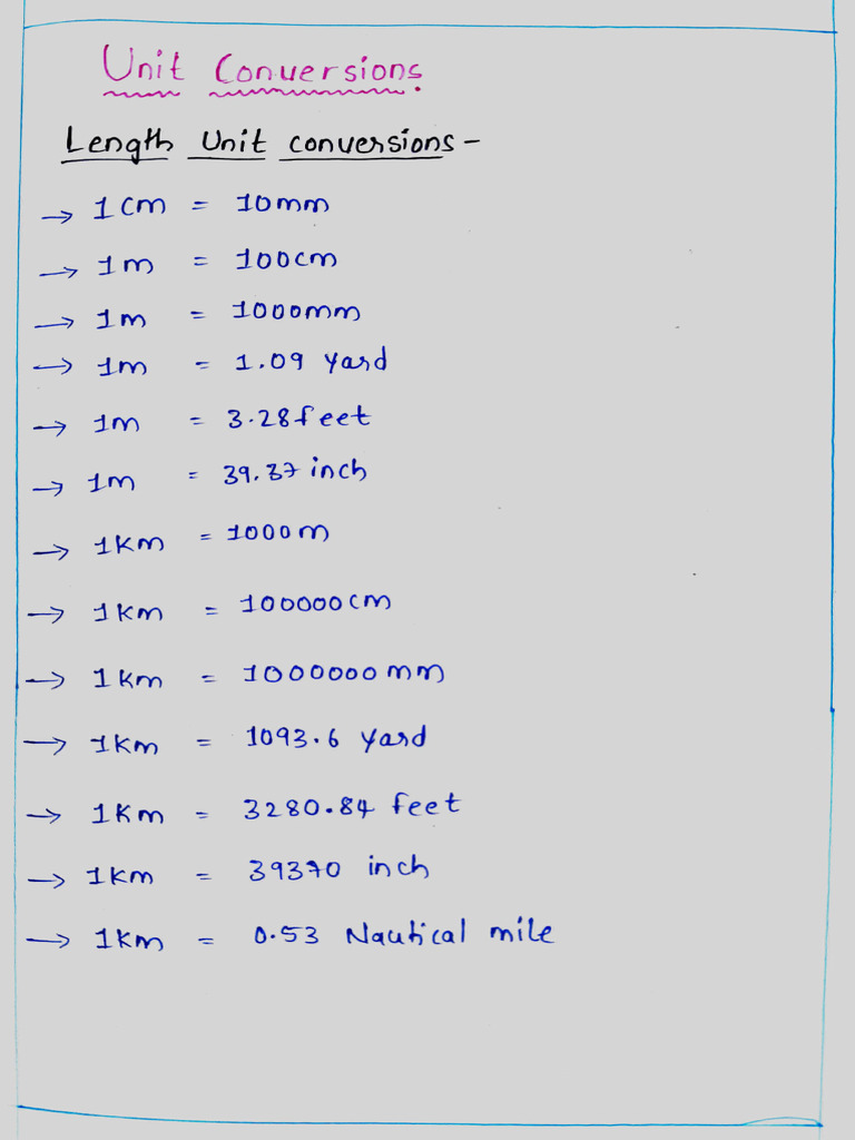 Unit Conversions | PDF | Units Of Measurement | Length