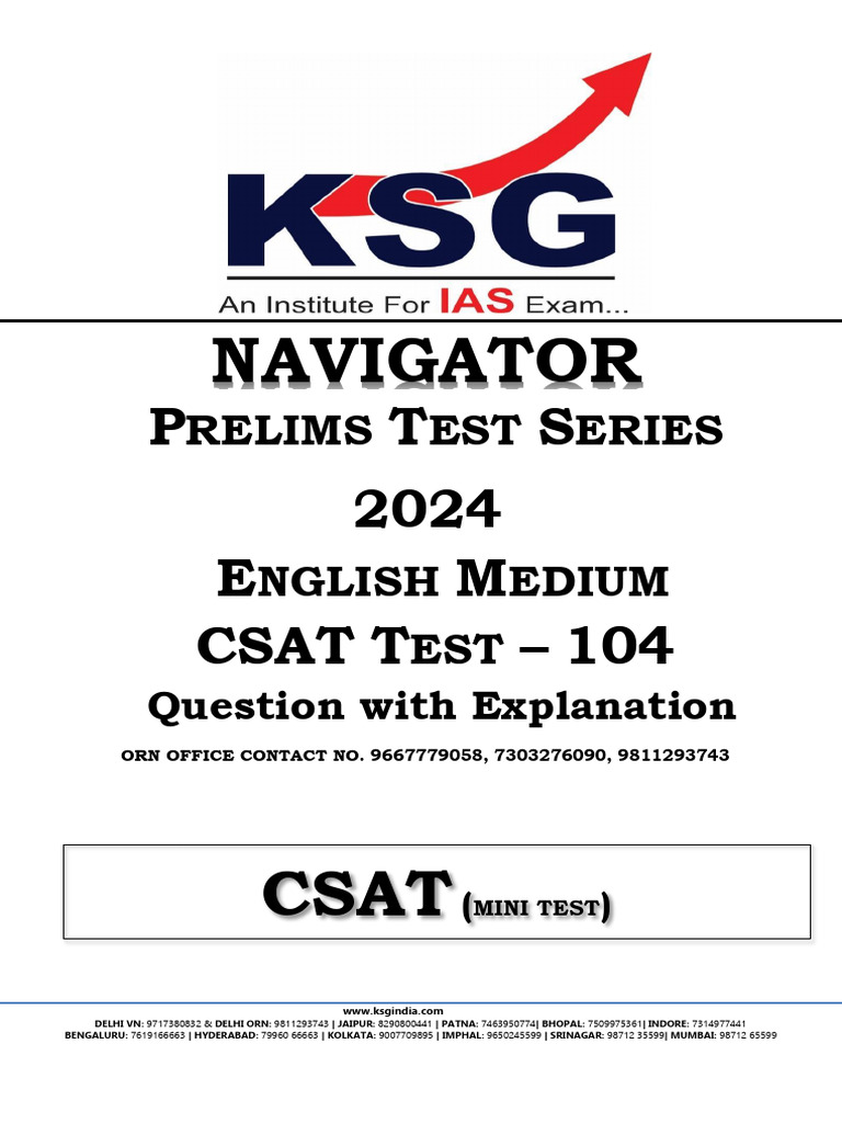 04 Prelims Test Series 104 Csat Mini Test | PDF