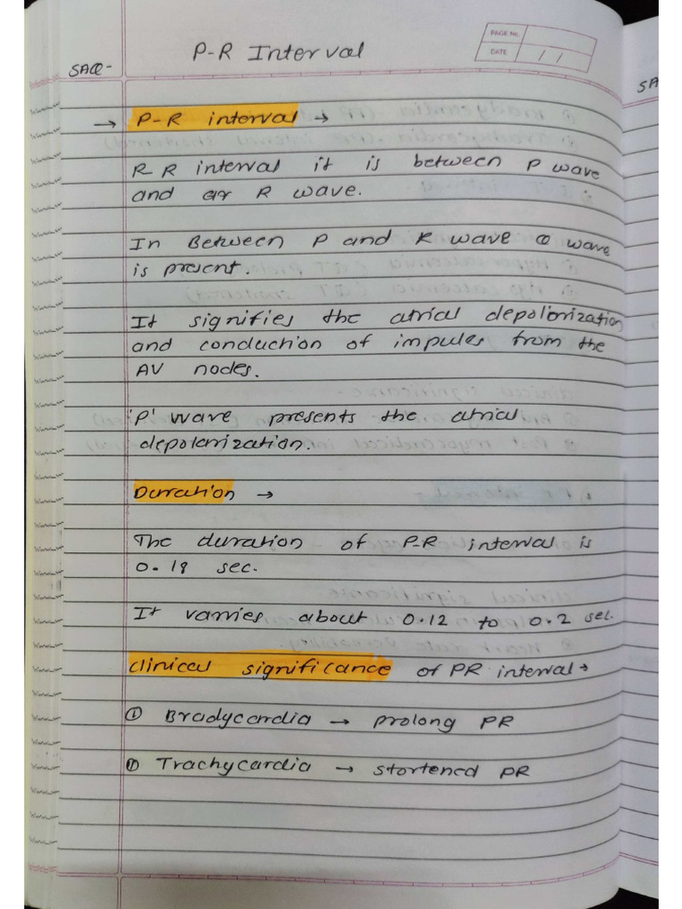 PR Interval SAQ 5 MarksQRS Complex SAQ 5 MarksP Wave SAQ 5 Marks | PDF