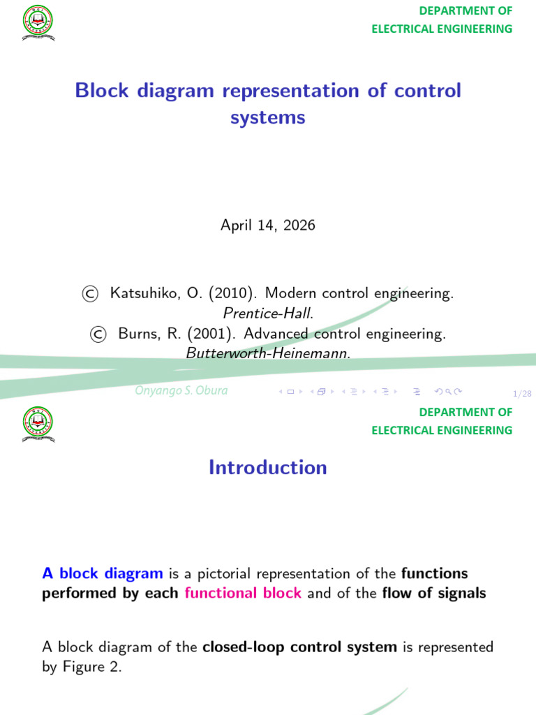 3 Block Diagram Representation ALL | PDF | Feedback | Control Theory