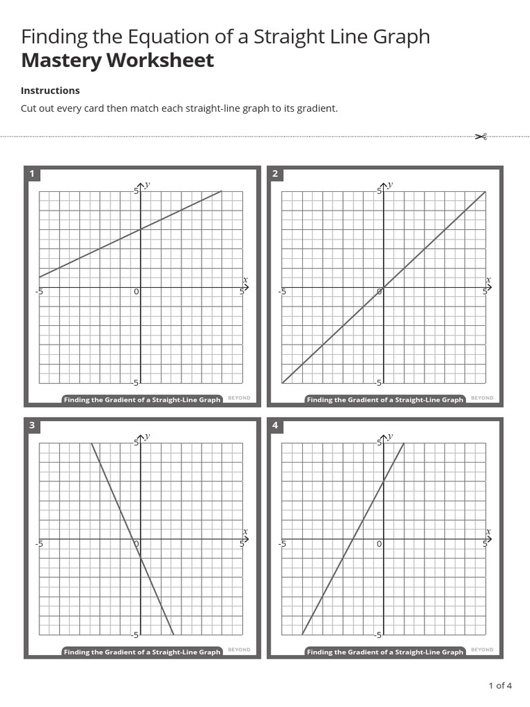 Finding the Equation of a Straight Line Graph Mastery Worksheet | PDF ...