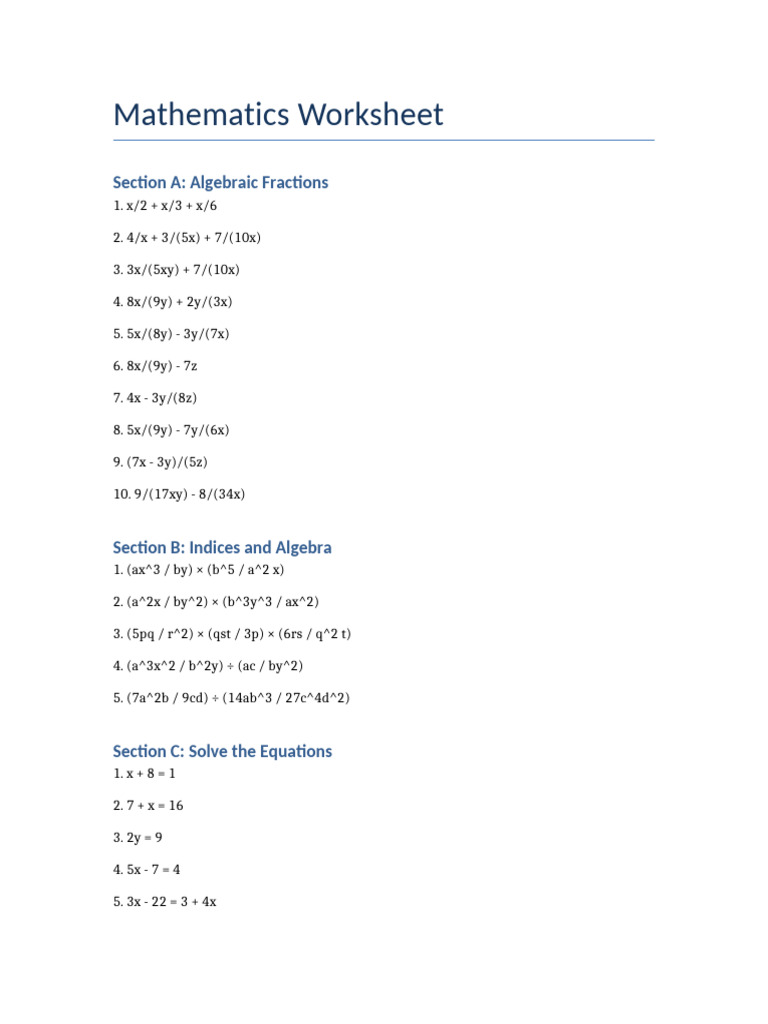 Math Worksheet | PDF