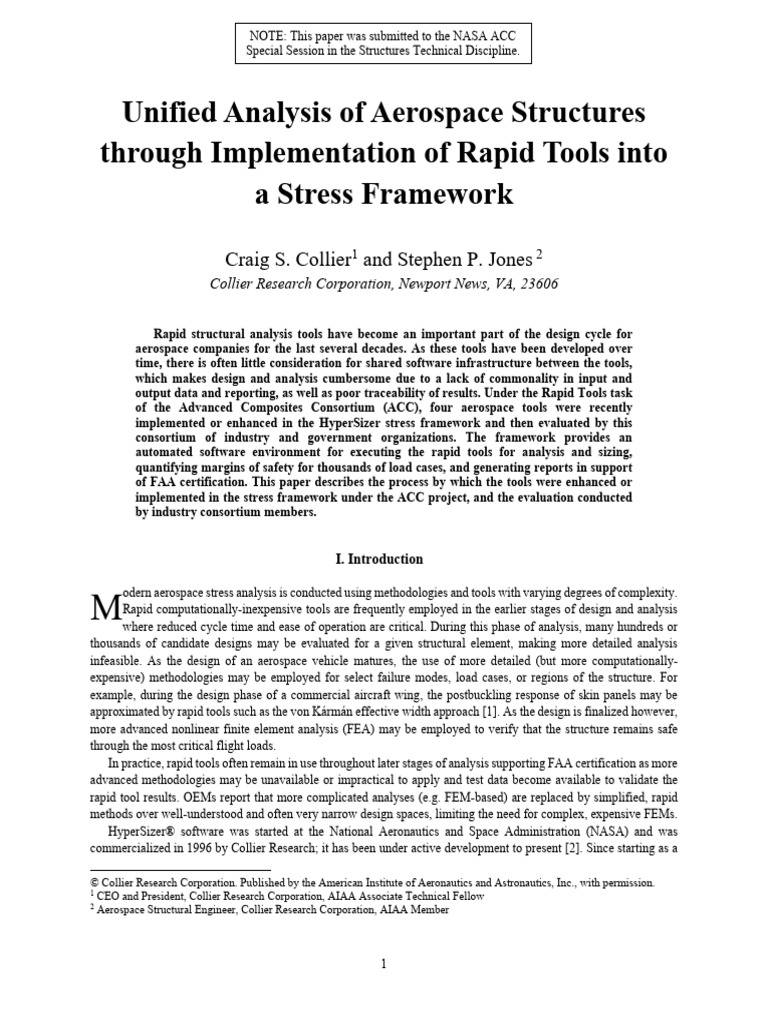 AIAA2020 Unified Analysis Rapid Tools | PDF | Strength Of Materials ...