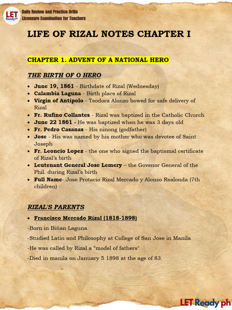 Life of Rizal Notes Chapter I-2 | PDF | Philippines | Spanish East Indies