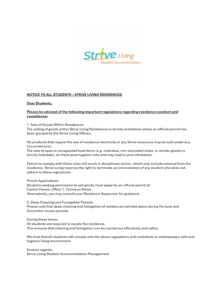 Notice to All Students | PDF