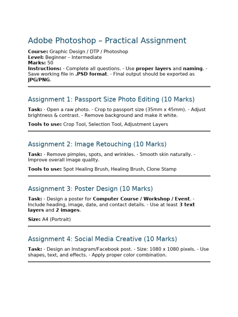 Adobe Photoshop Assignment | PDF