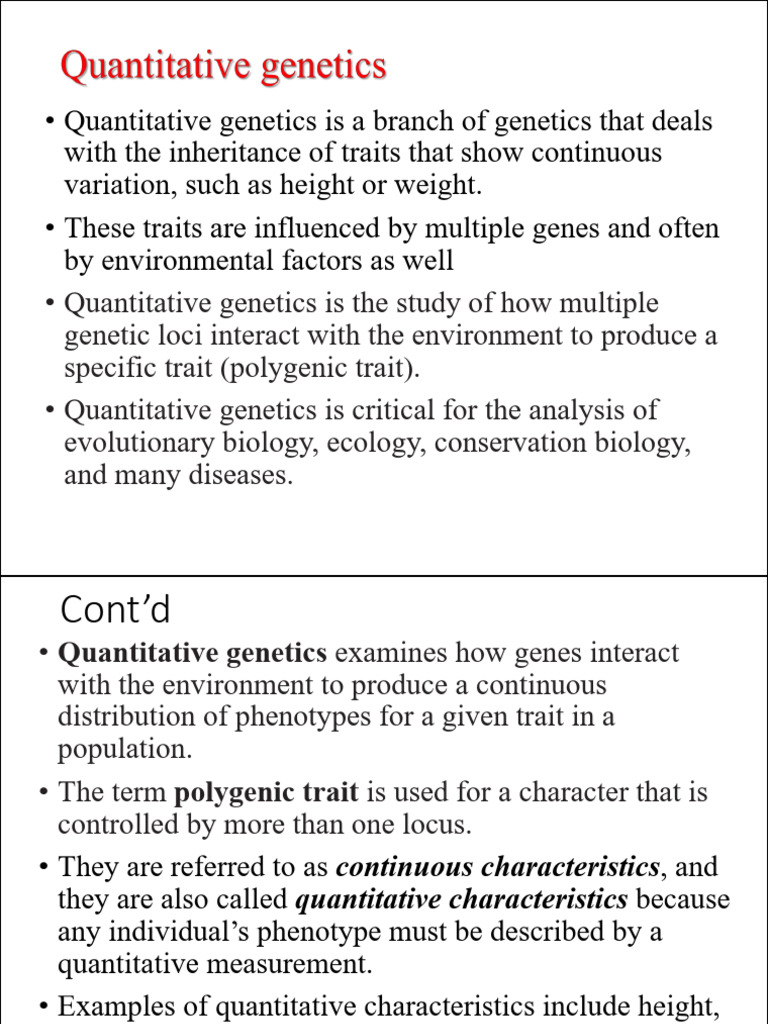 Quantitative Genetics | PDF | Heritability | Quantitative Trait Locus