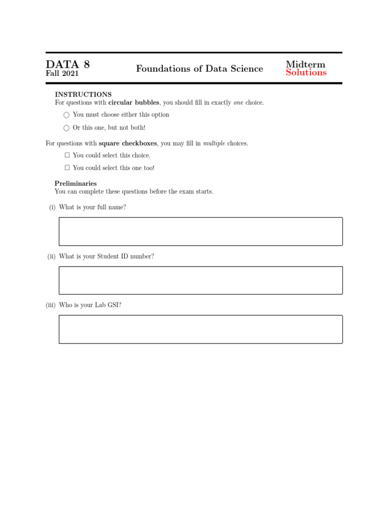 Data8 Fa21 Midterm Solutions | PDF