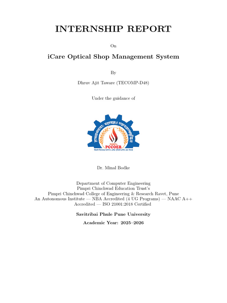 Internship Report | PDF | Databases | Usability