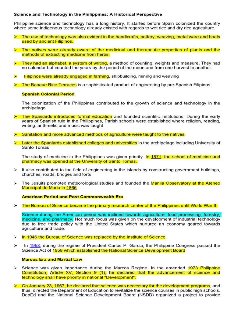 Science and Technology in the Philippines | PDF | Philippines | Science