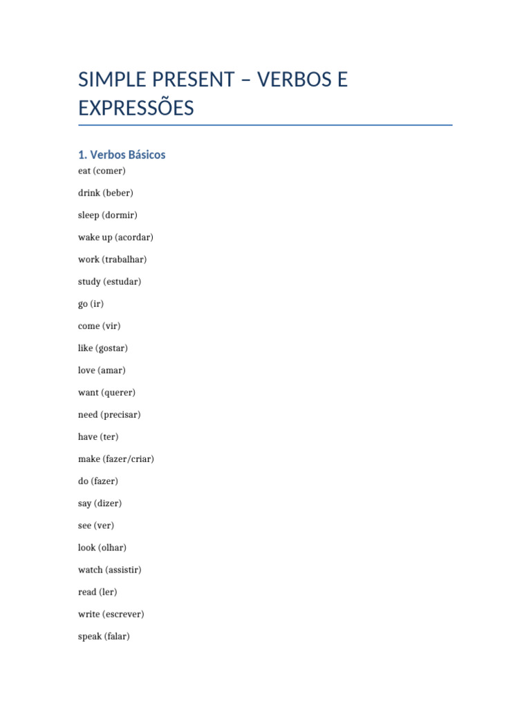 Simple Present Verbs | PDF