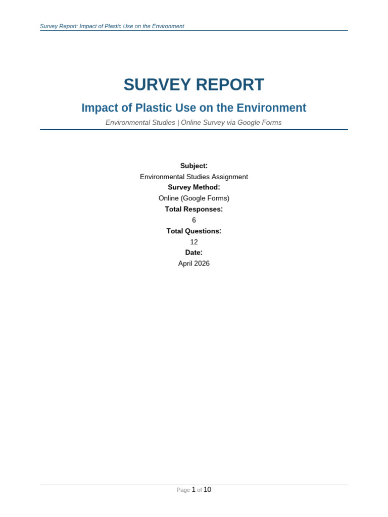 Survey Report Plastic Pollution-4 | PDF | Plastic | Waste Management