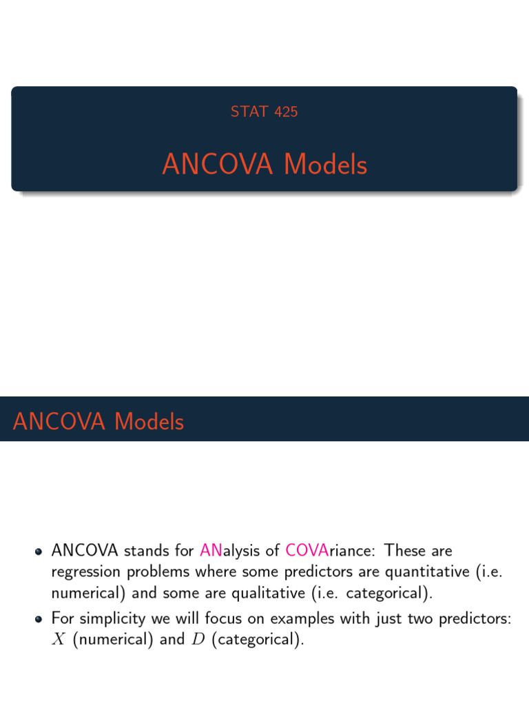 Notes AnCova | PDF | Analysis Of Covariance | Linear Regression