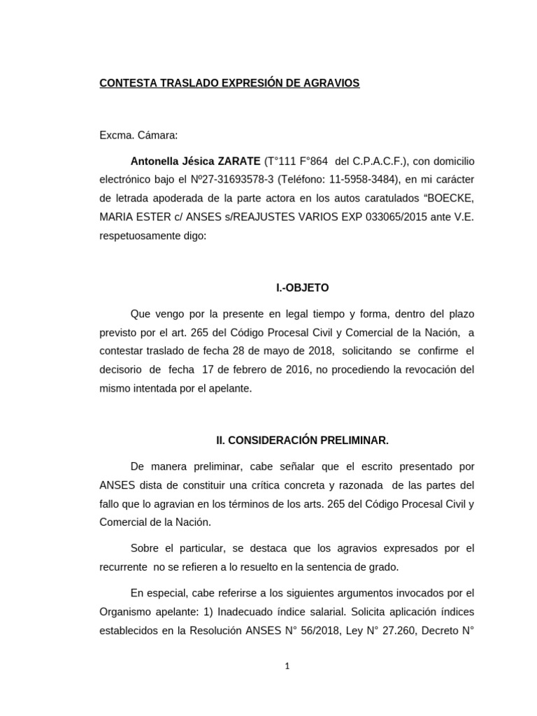 CONTESTA TRASLADO EXPRESION DE AGRAVIOS | PDF | Caso de ley | Sentencia ...