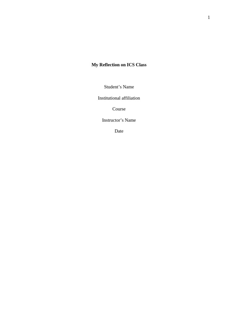 My Reflection on ICS Class | PDF