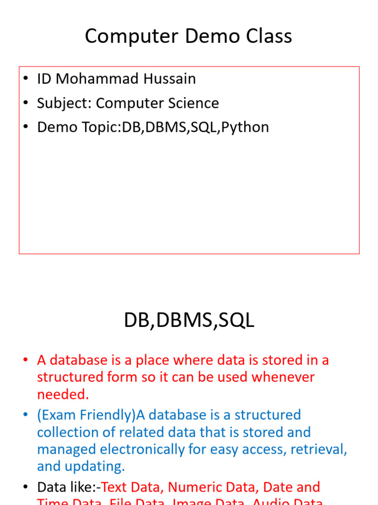 Python Demo Teacher Presentation | PDF | Databases | Table (Database)