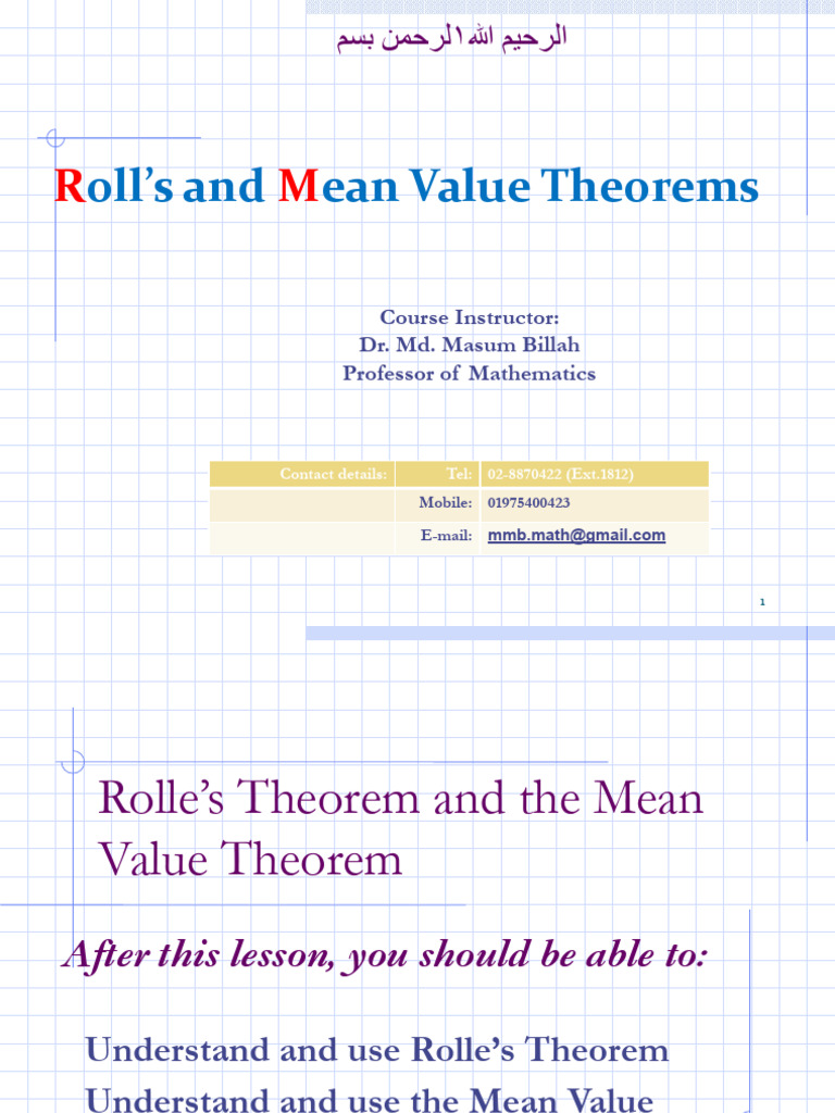 6 .Roll-s and Mean Value Theorems.ppt | PDF