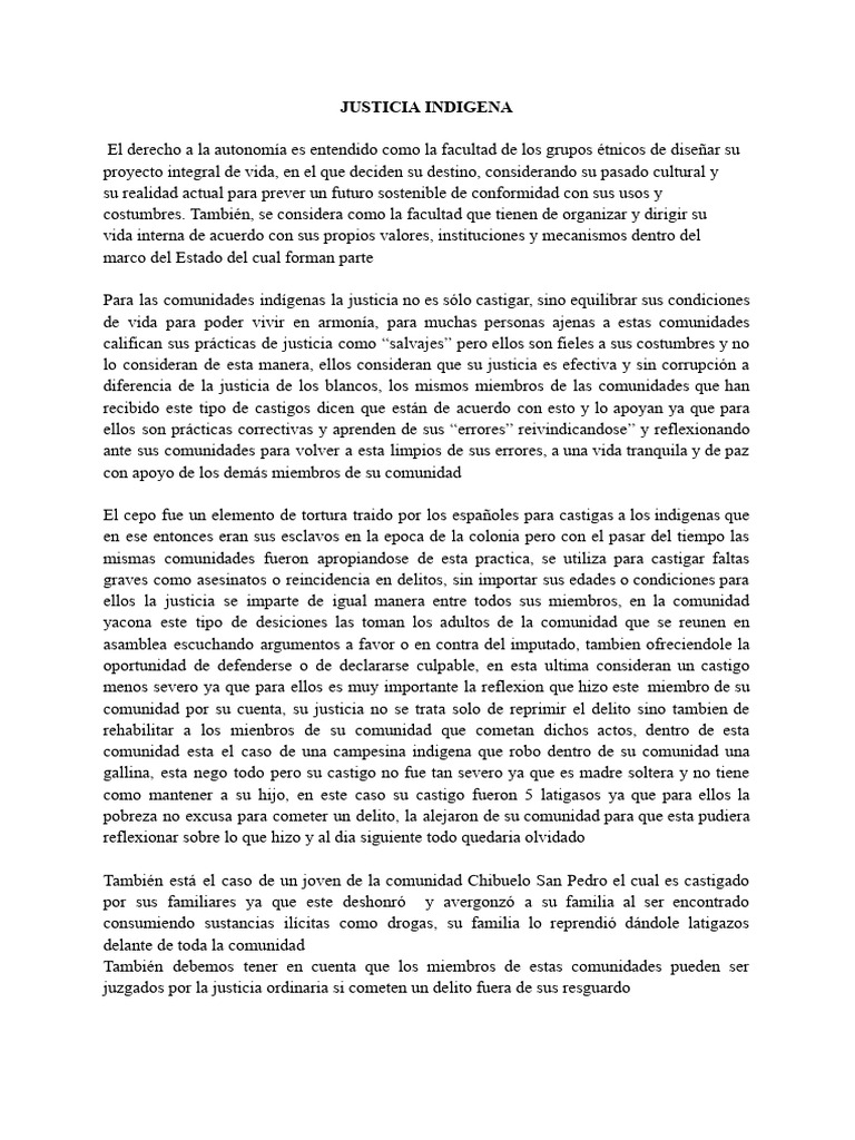 JUSTICIA INDIGENA | PDF | Justicia | Crimen y violencia