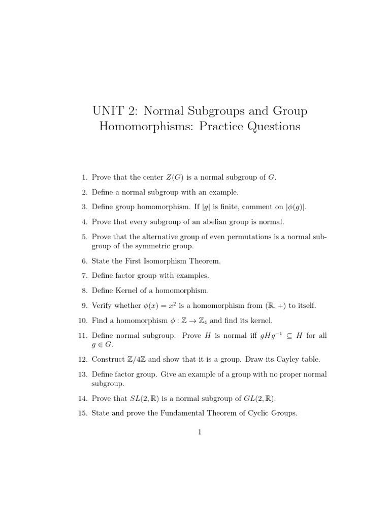 Unit 2 Practice Problems | PDF | Group (Mathematics) | Abstract Algebra