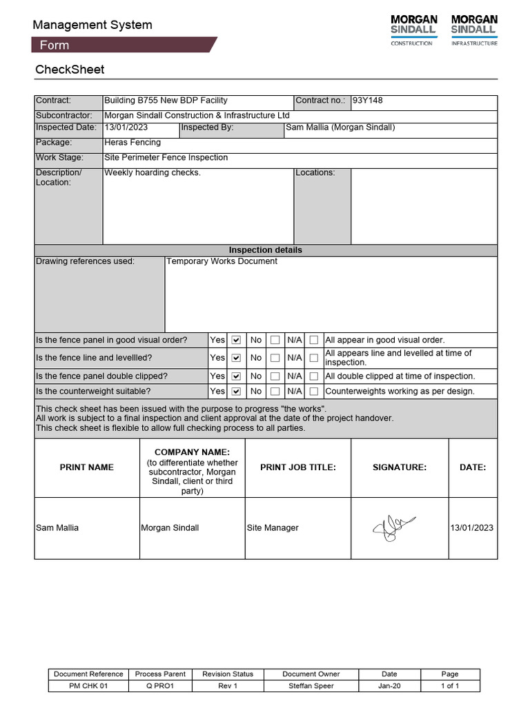 Site Perimeter Heras Inspection | PDF