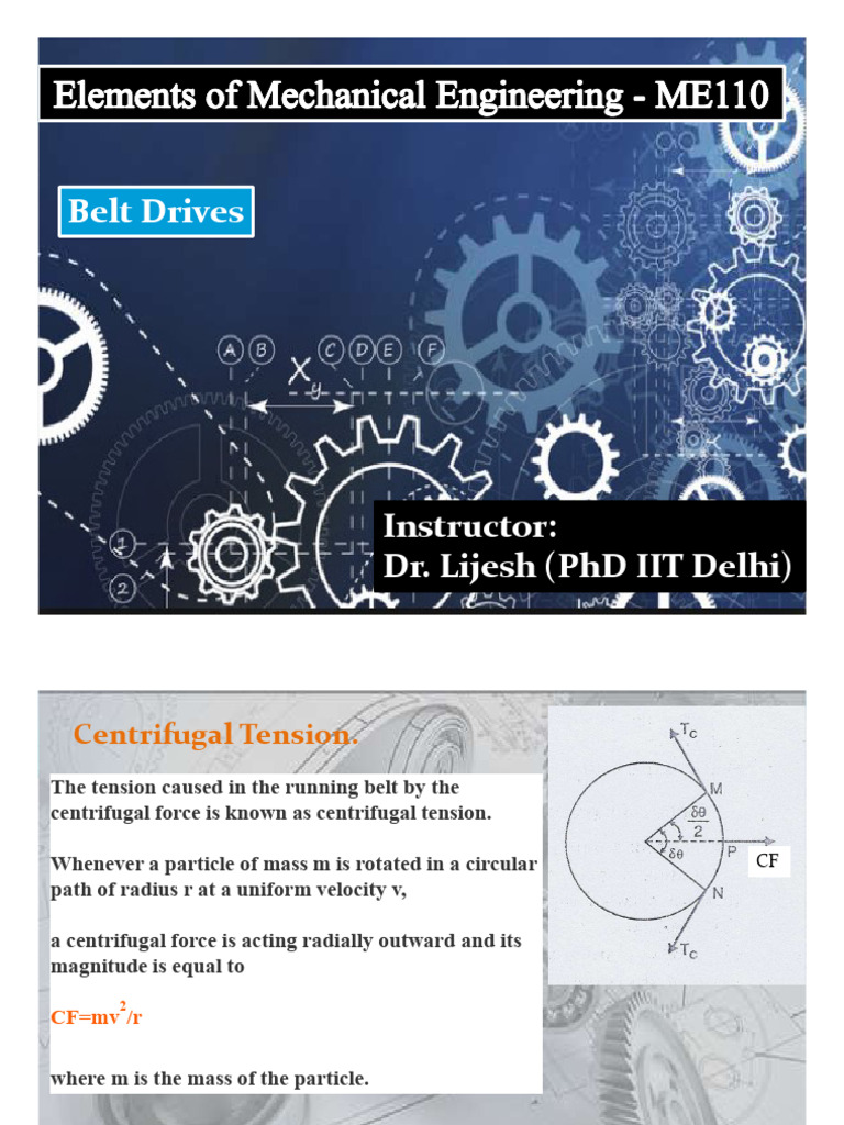 lecture 2-Belt DRives | PDF | Belt (Mechanical) | Force