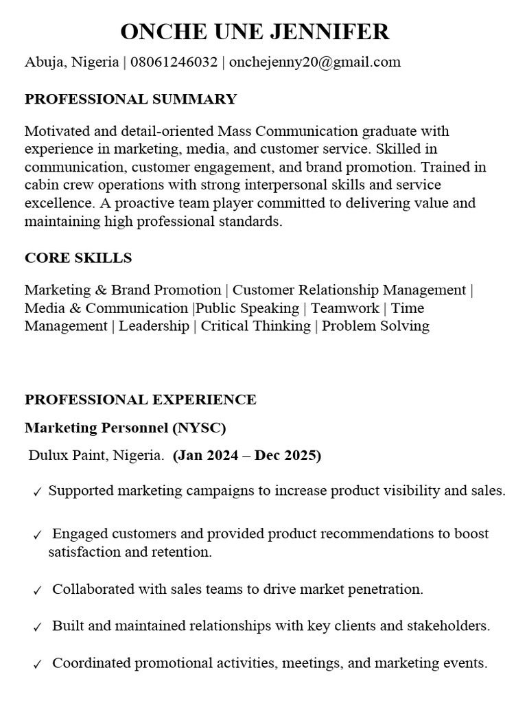 Jennifer Modern CV | PDF | Marketing | Human Communication