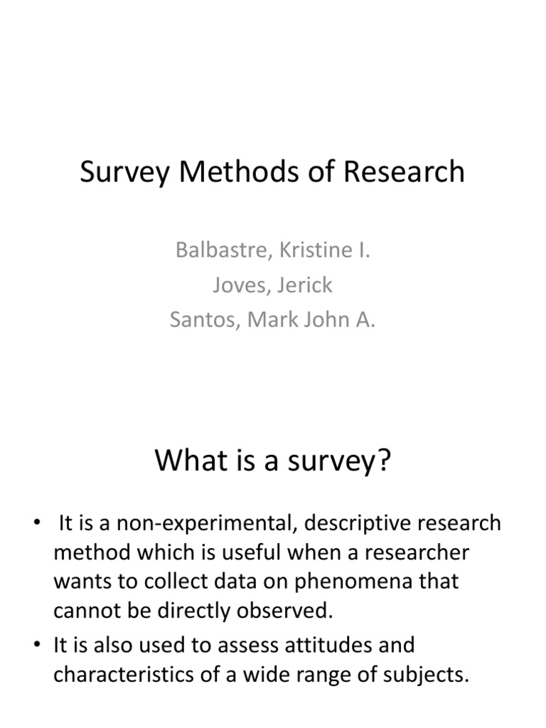 Survey Methods of Research | PDF | Survey Methodology | Quality Of Life