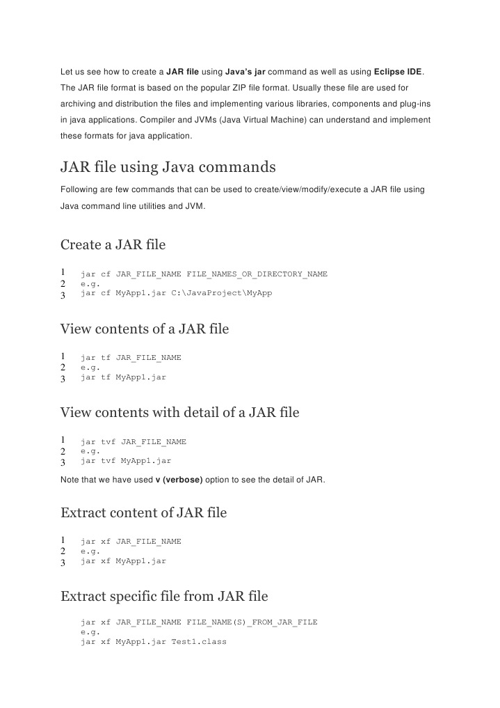 Creating and Managing JAR Files in Java | PDF | Science & Mathematics ...