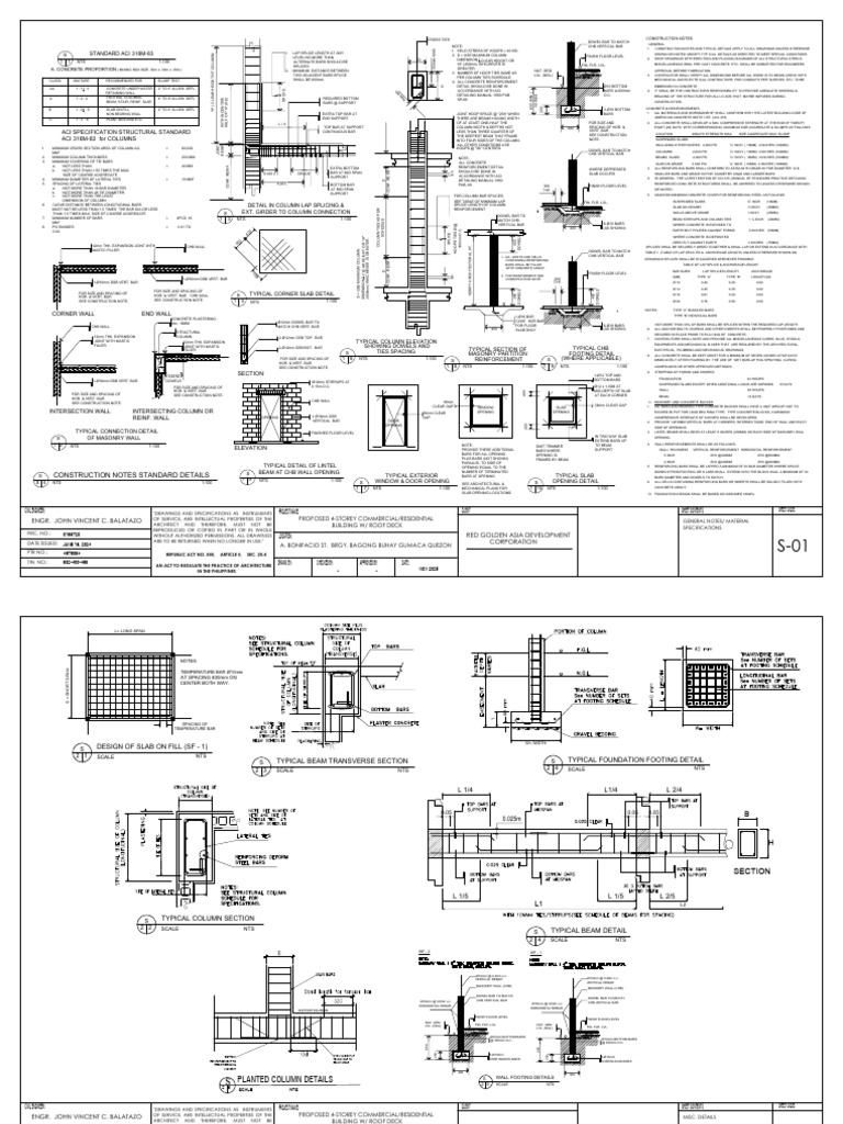 Structural Plans 4-Storey Commercial Building with roofdeck | PDF ...