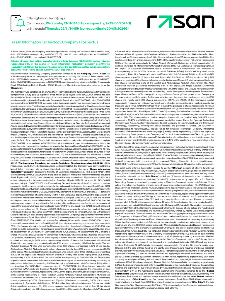 Rasan Prospectus | PDF | Dividend | Securities (Finance)