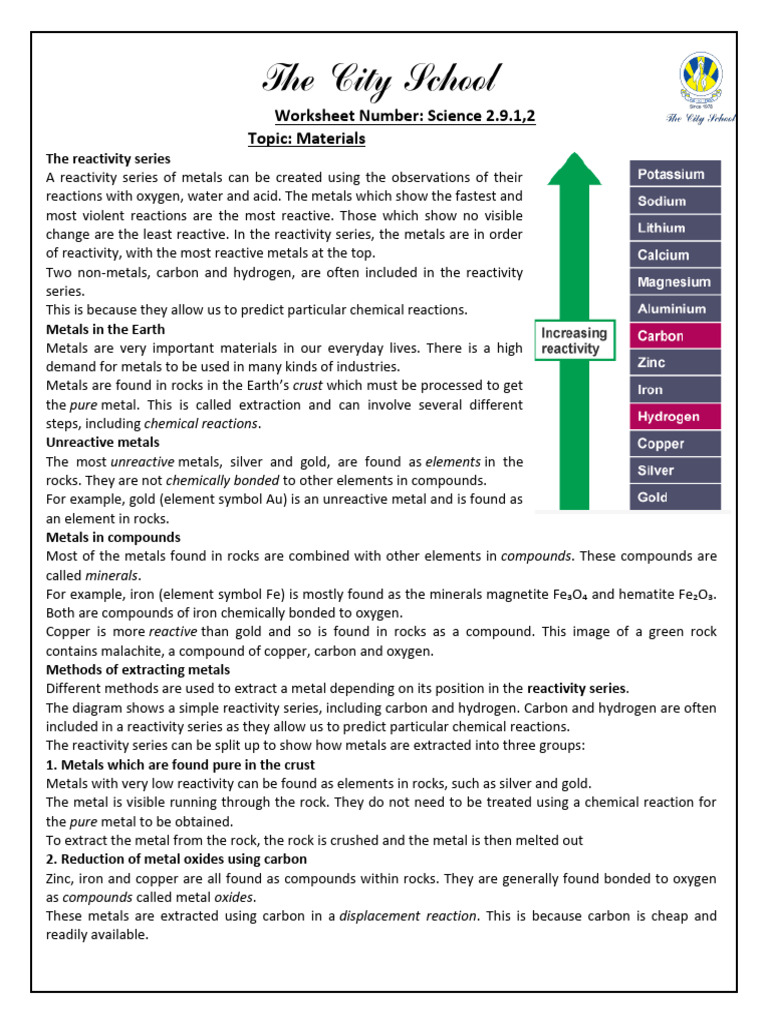 Unit 4 Materials (All Handouts and Worksheets) | PDF | Oxide | Polymers