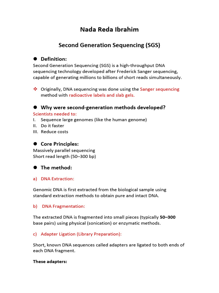Second Generation Sequencing | PDF | Dna Sequencing | Polymerase Chain ...
