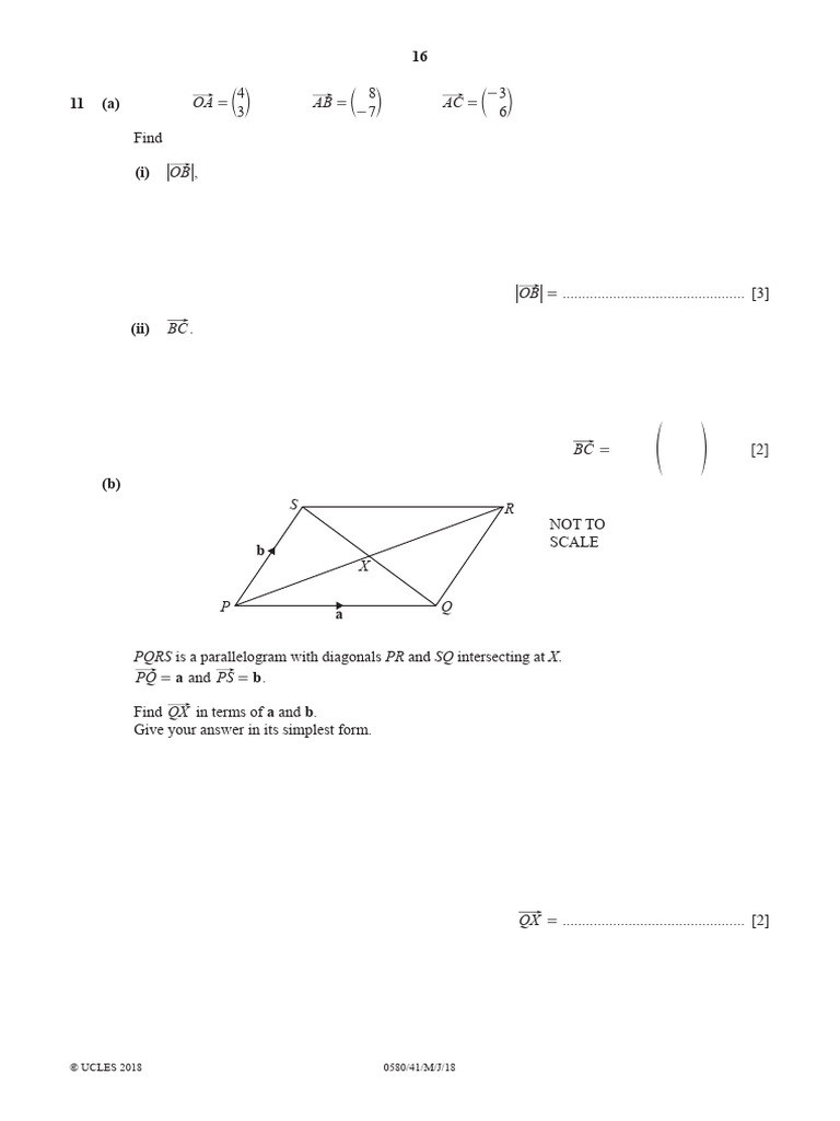 Vector Pastpaper Questions | PDF | Mathematics | Elementary Mathematics