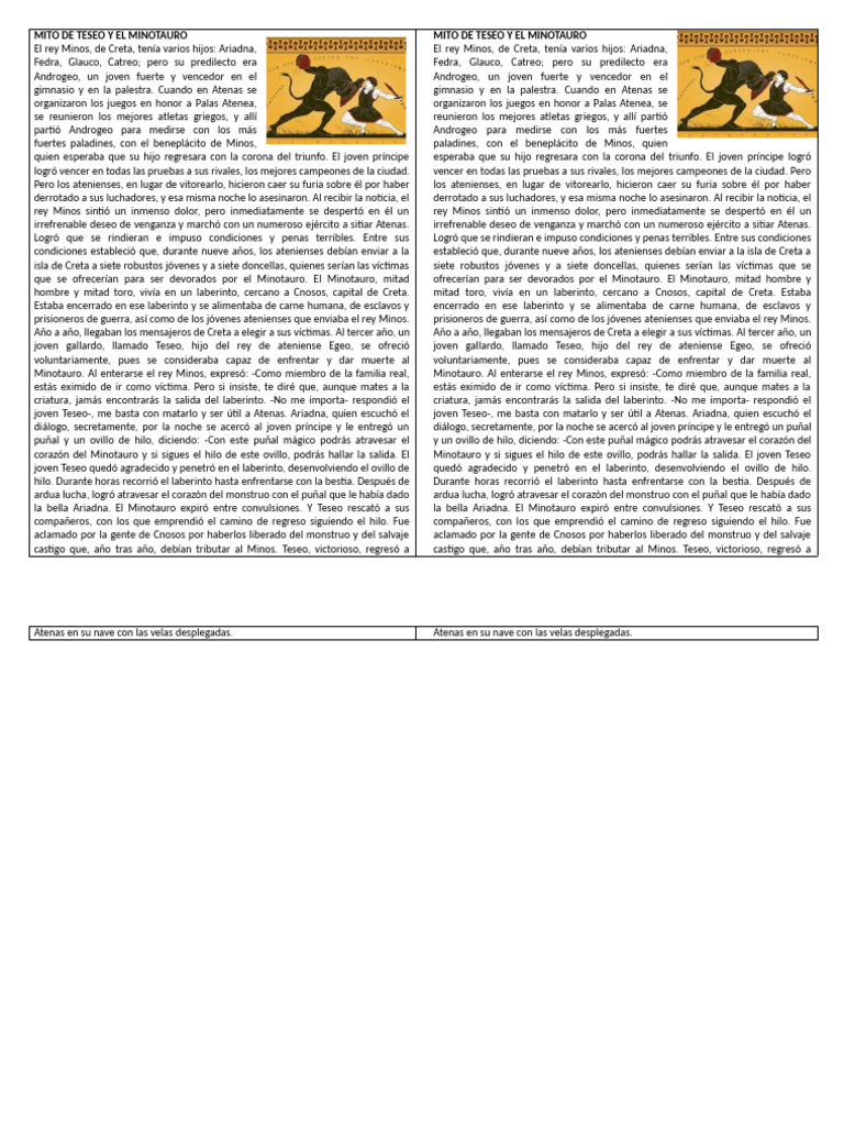 Mito de Teseo y El Minotauro | PDF | Minotauro | Teseo