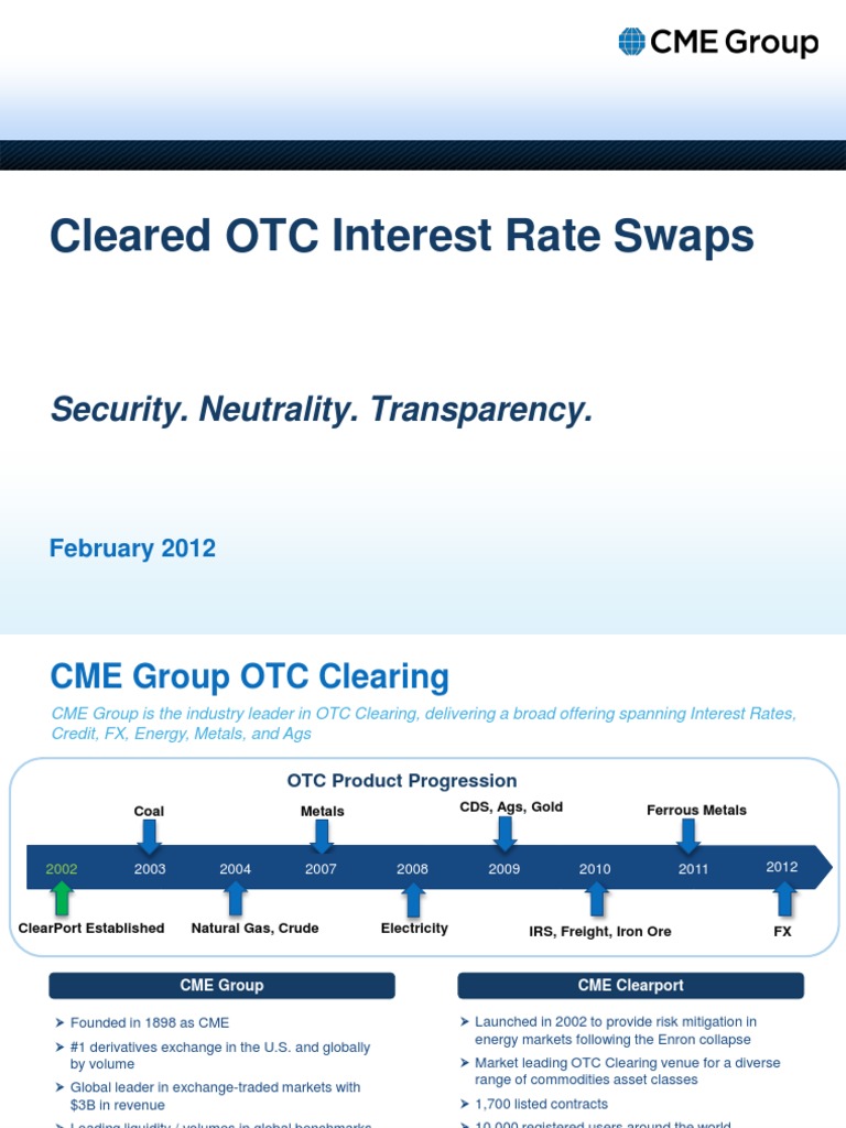 Otc Cleared Swaps : An Introduction to the US Cleared Swap ...