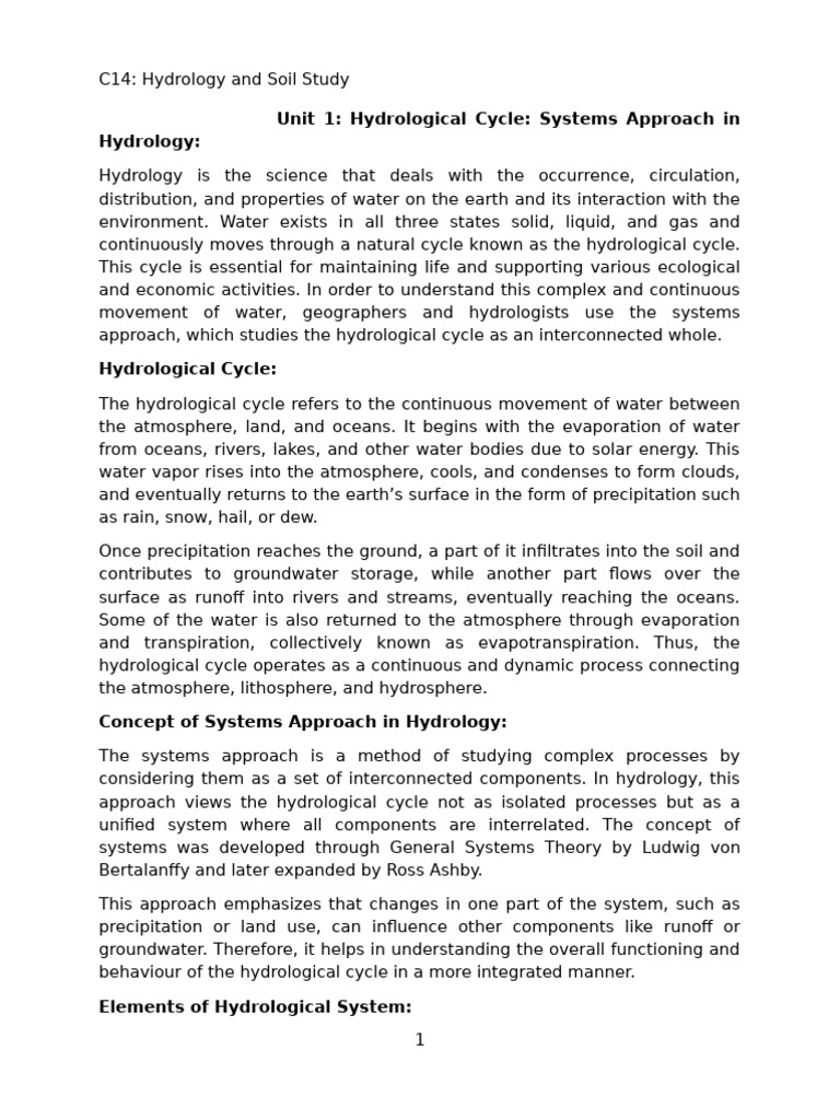 System approach of Hydrological cycle | PDF | Hydrology | Water Cycle