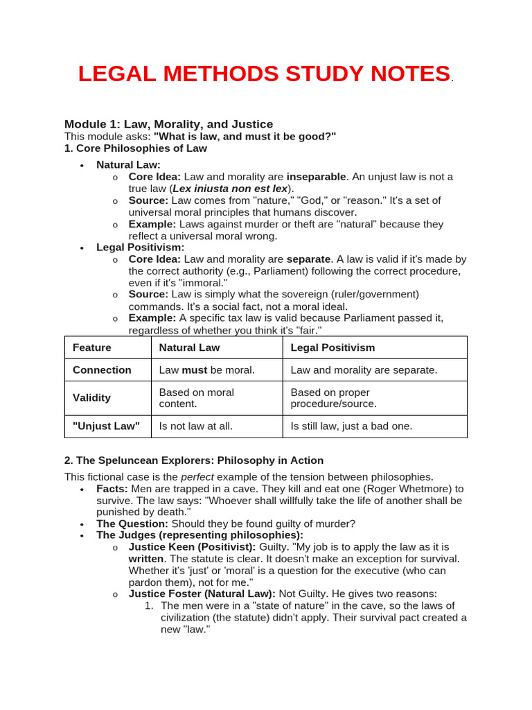 Legal Methods Study Notes Upto Module 4 | PDF | Precedent | Common Law
