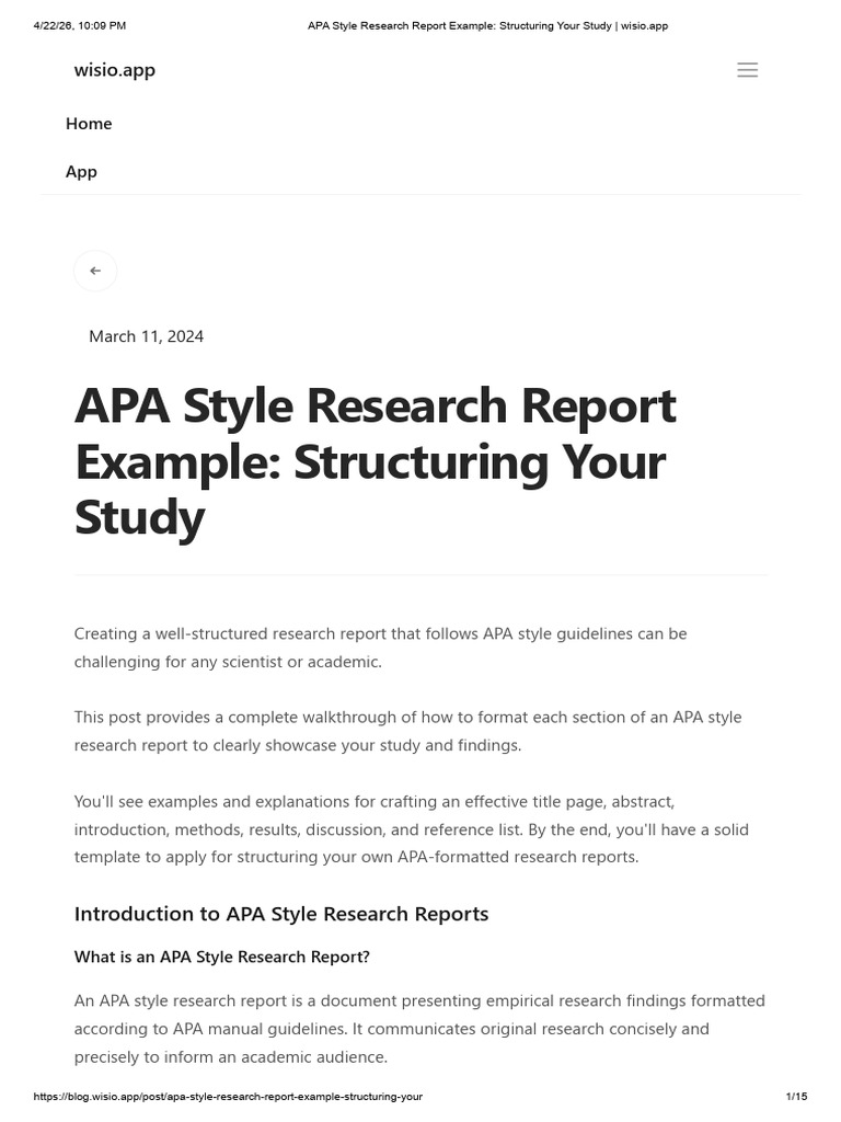 APA Style Research Report Example_ Structuring Your Study _ Wisio.app ...