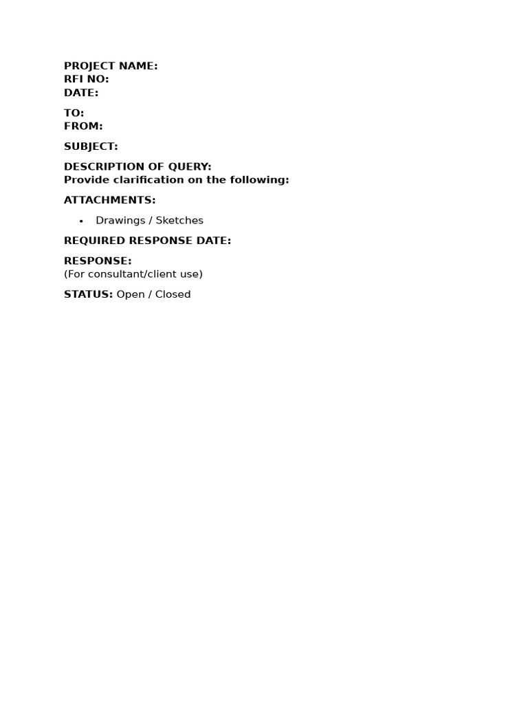 RFI (Request for Information) Template | PDF