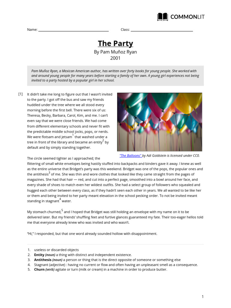 CommonLit _ The Party | PDF