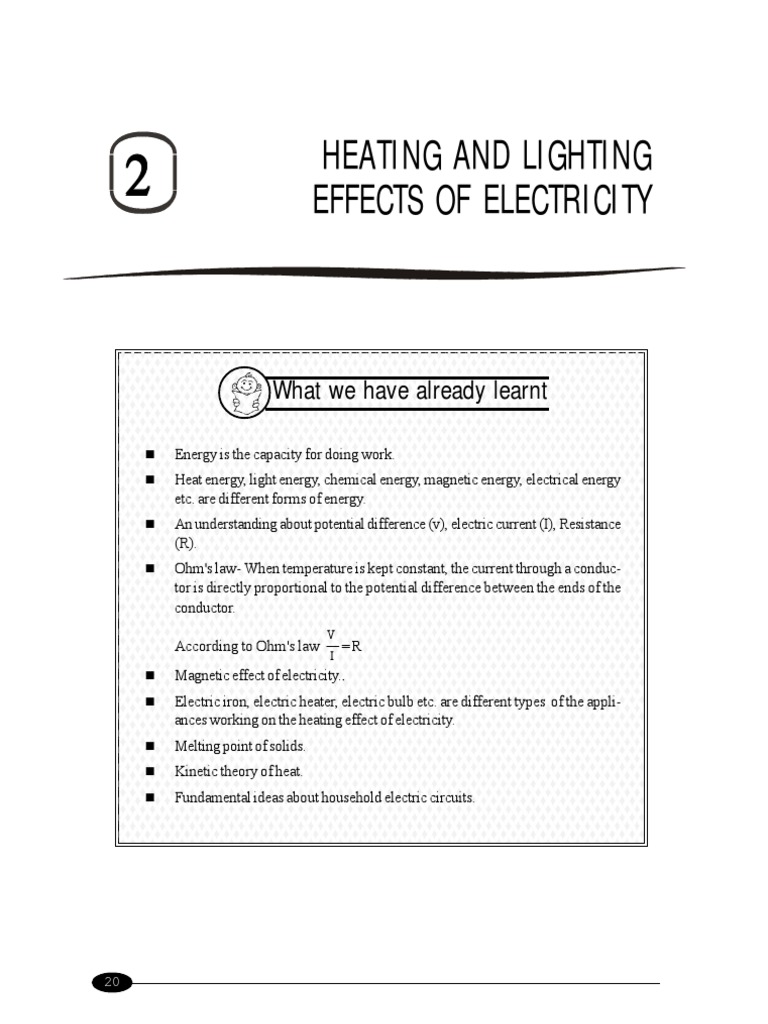 Heating and Lighting Effects of Electricity What We Have Already Learnt PDF Incandescent