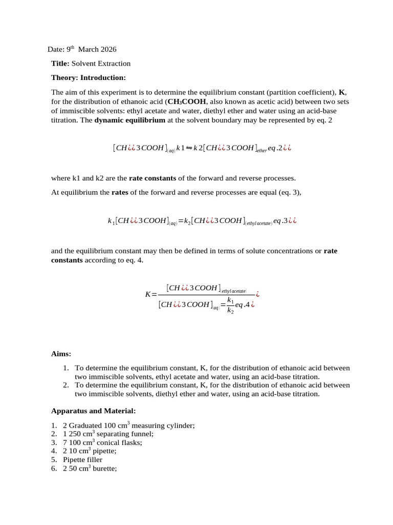 Lab 11+ 12 Solvent Extraction PD (1) | PDF