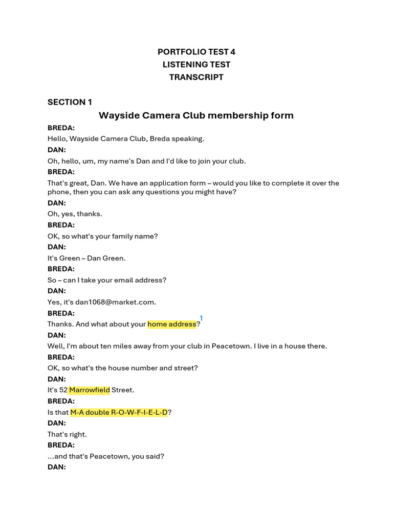 (HK242) Portfolio Test 4 - Transcript | PDF | English Language