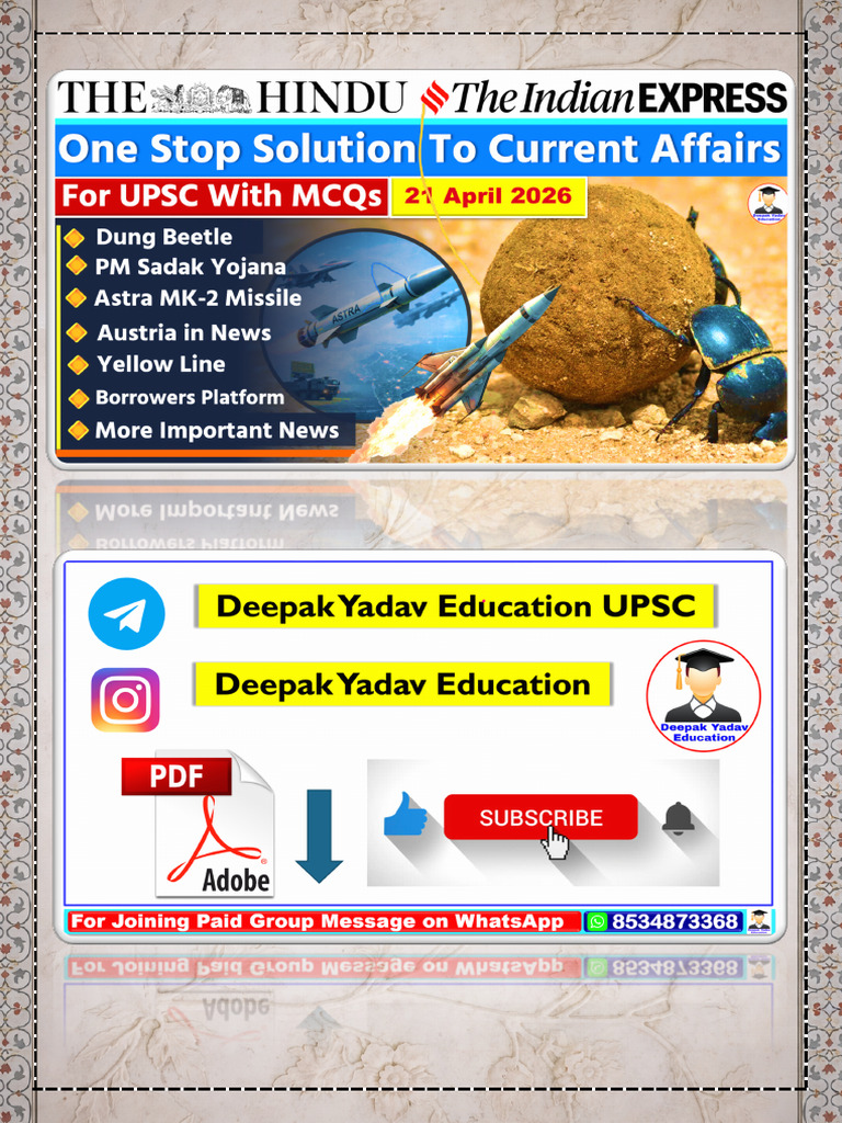 21 April 2026 Morning Current Affairs | PDF | Beetle