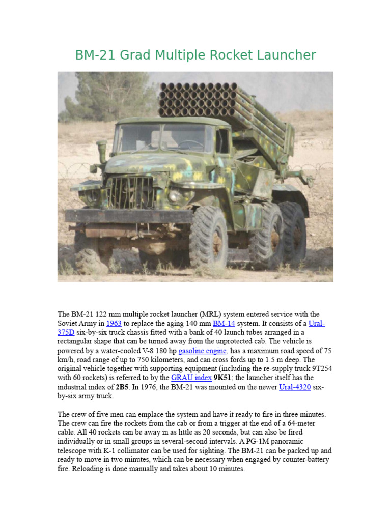 Idoc.tips Bm 21 Grad Multiple Rocket Launcher | PDF